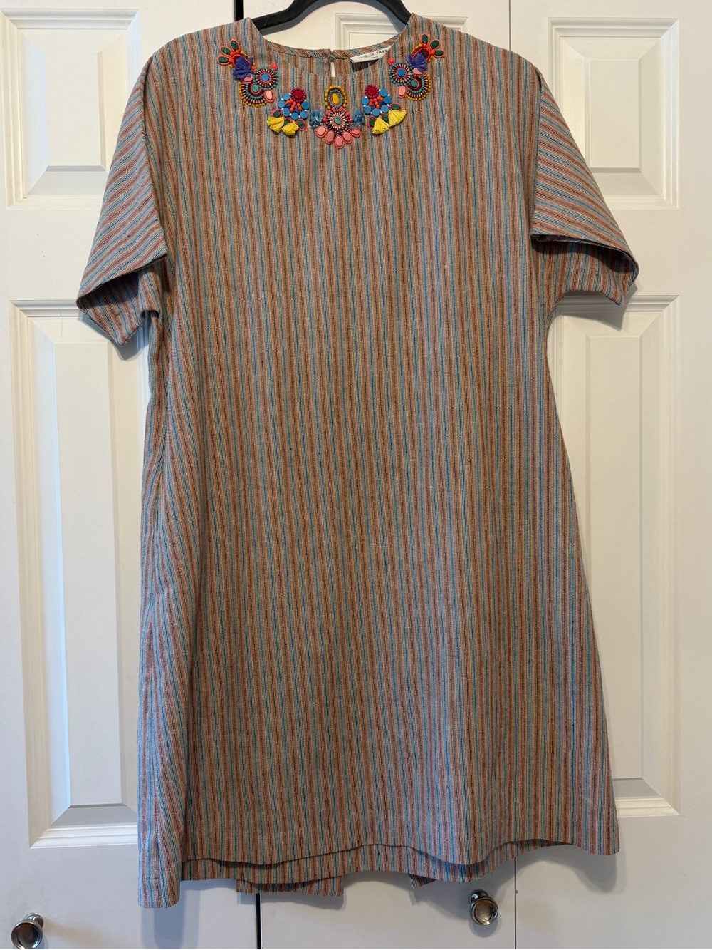 Megan Park Linen striped embroidered dress - Picture 3 of 10